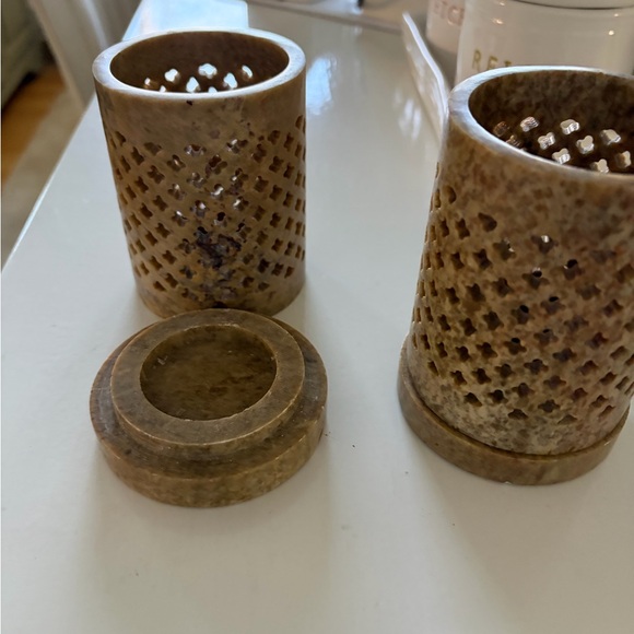 PartyLite Textured Brown Candle Holders - Picture 2 of 4